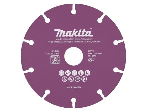 MAKITA TARCZA DIAMENTOWA 125x22,23mm SEGMENT/UNIWERSALNA STAL, INOX, PVC, BETON, ZAPRAW
