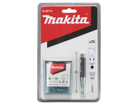 MAKITA ZESTAW KOŃC. WKRĘT. 25szt + UCHWYT  80mm...