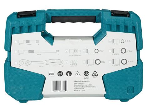 MAKITA ZESTAW NASADEK+KLUCZ 1/2"  Z GRZECH. 23szt. - 2
