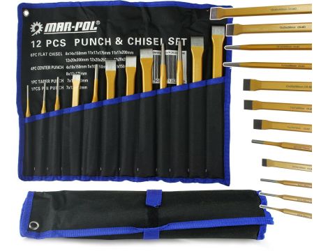 ZESTAW WYBIJAKÓW+DŁUTA 12szt MAR-POL...