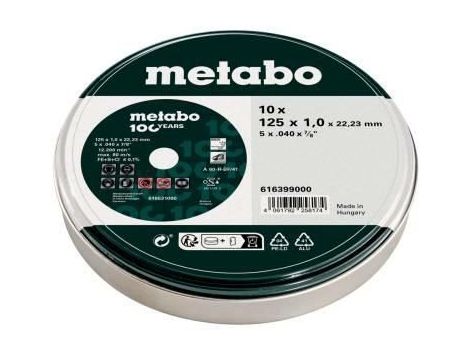 METABO TARCZA METAL 125 × 1,0 × 22mm INOX /10szt. PUSZKA