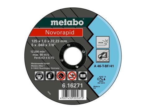 METABO TARCZA METAL 125×1,0×22,23 DO STALI NIERDZ.