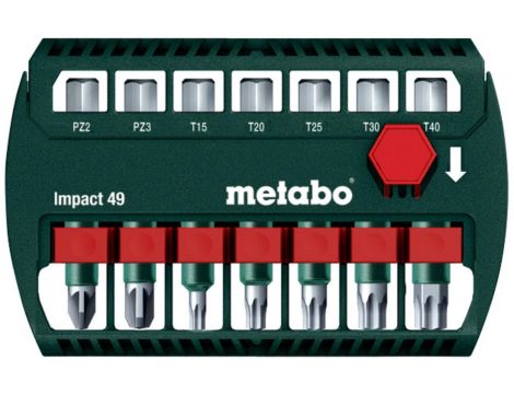 METABO ZESTAW BITÓW IMPACT 49 mm 7 CZĘŚCI (PZ2, PZ3, T15, T20, T30, T40)