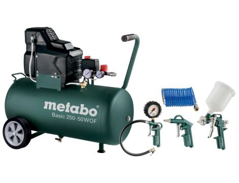 METABO KOMPRESOR BASIC 250-50 W OF + LPZ 4  230V 50L 8BAR 120L/MIN BEZOLEJOWY