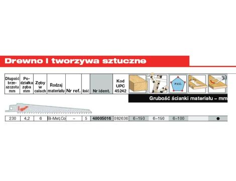 MILWAUKEE BRZE. 230/4,2mm BIMETAL /5szt (5) DREWNO / PCV. >>>48475016