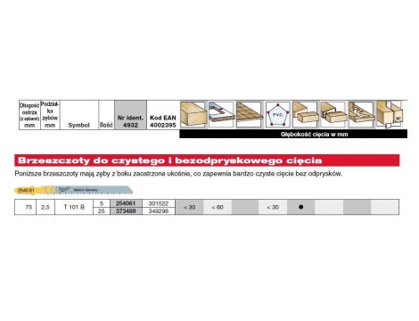 MILWAUKEE BRZESZCZ. T101B /5szt. DREWNO 75mm.