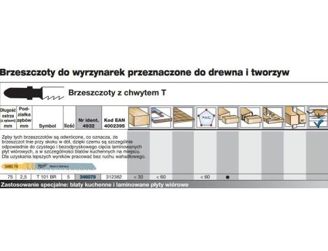 MILWAUKEE BRZESZCZ. T101BR /5szt. PŁYTY WIÓROWE/BLATY/LAMINOWANE 75mm.