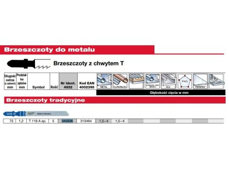 MILWAUKEE BRZESZCZ. T118A /5szt. METAL 75/1,2mm.