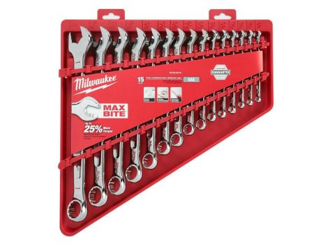 MILWAUKEE KLUCZ KPL.PŁ-OCZ. 15szt. MAXBITE Z GRZECHOTKĄ CALOWE