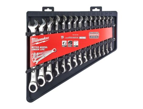 MILWAUKEE KLUCZ KPL.PŁ-OCZ. 15szt. MAXBITE Z GRZECHOTKĄ METRYCZNY