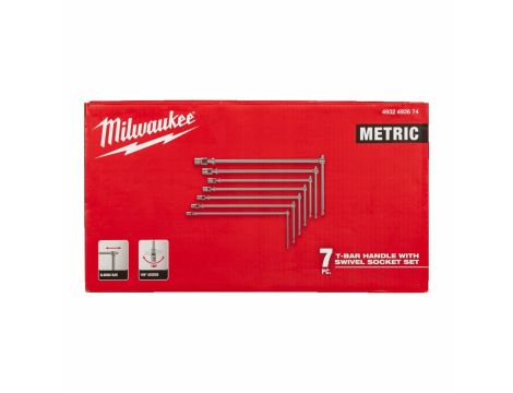 MILWAUKEE KLUCZ NASADOWY Z PRZEGUBEM TYP T ZESTAW 7szt.