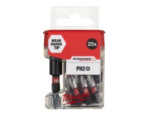 MILWAUKEE KOŃCÓWKA PH2 x 25mm/25szt. ShW + UCHWYT MAGNETYCZNY 60mm