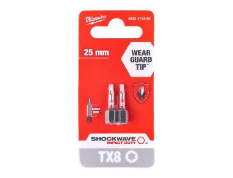MILWAUKEE KOŃCÓWKA TX 8 x25mm /2szt. ShW UDAROWA
