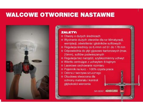 MILWAUKEE OTWORNICA ROZSUW. 51-178mm DO PŁYT G/K.