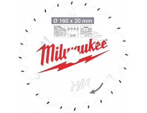 MILWAUKEE PIŁA TARCZOWA 160x20x2,2x24z CSB DREWNO-SZYBKIE CIĘCIE