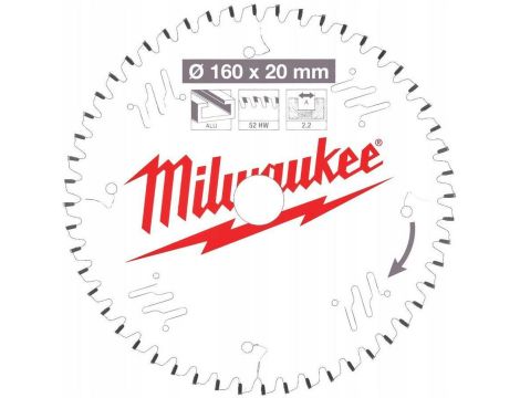 MILWAUKEE PIŁA TARCZOWA 160x20x2,2x52z TF ALUMINUM