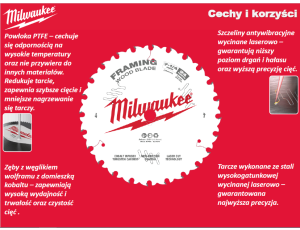 MILWAUKEE PIŁA TARCZOWA 165x15.87x40z DREWNO - CZYSTE CIĘCIE CSB P W