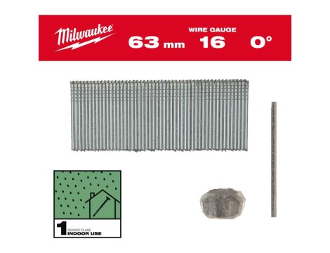 MILWAUKEE SZTYFTY 16G/63mm/0° DO M18 FN16GS /2500szt.