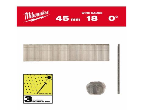MILWAUKEE SZTYFTY INOX 18G/45mm /5000szt. - M18FN18GS