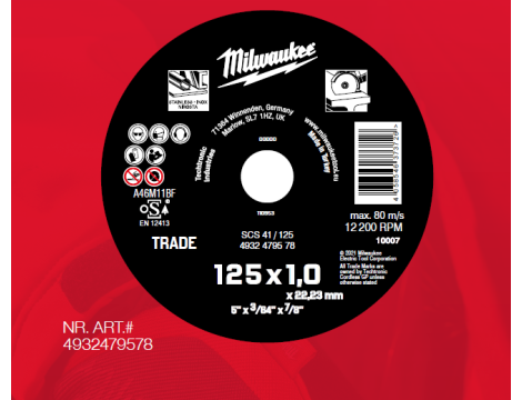 MILWAUKEE TARCZA M. 125x1mm TRADE