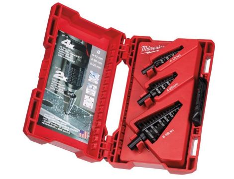 MILWAUKEE WIERTŁO STOPNIOWE  3szt. 4-12mm,4-20mm,6-35mm.