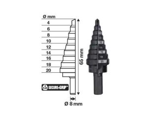 MILWAUKEE WIERTŁO STOPNIOWE  4-20 (9 - STOPNI : 4,6,8,10,12,14,16,18,20).