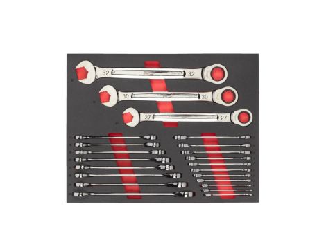 MILWAUKEE WKŁADKA PIANKOWA Z KLUCZAMI PŁASKO-OCZKOWYMI Z GRZECHOTKĄ MAXBITE™ 22 SZT. - DO WÓZKÓW