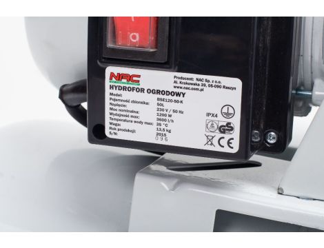 NAC HYDROFOR 1200W ZBIORNIK 50L 3600 l/h - 2