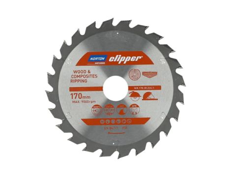 NORTON PIŁA TARCZOWA 170mm x 30mm x 24z DREWNO I KOMPOZYTY ATB (2,6 / 1,6)
