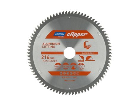NORTON PIŁA TARCZOWA 216mm x 30mm x 80z ALUMINUM (2,6/1,8)