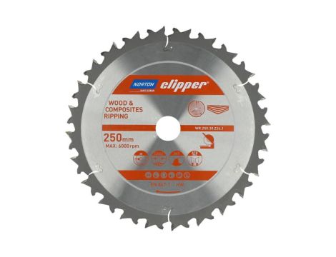 NORTON PIŁA TARCZOWA 250mm x 30mm x 24z DREWNO I KOMPOZYTY ATB Neg (3,2 / 2,2)....W