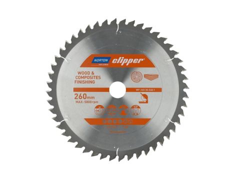 NORTON PIŁA TARCZOWA 260mm x 30mm x 48z DREWNO I KOMPOZYTY ATB Neg (2,6 / 1,8)
