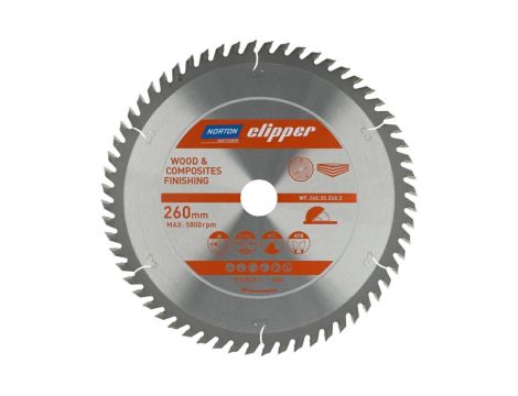 NORTON PIŁA TARCZOWA 260mm x 30mm x 60z DREWNO I KOMPOZYTY ATB (3,2 / 2,2)