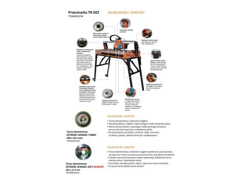 NORTON.PRZECINARKA DO GLAZURY TR202+2x TARCZA DŁUGOŚĆ CIĘCIA 650mm , 900W