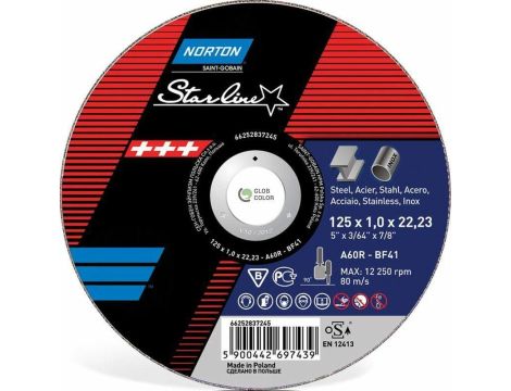 NORTON TARCZA STARLINE 125 x 1.0 x 22mm A60R DO METALU