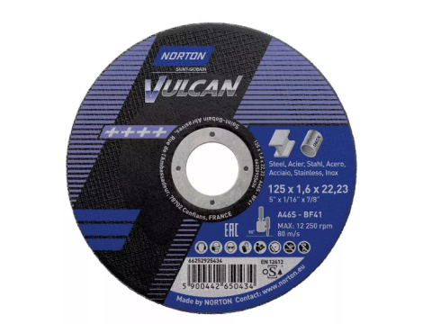 NORTON TARCZA VULCAN 125 x 1.6 x 22.2mm A46S DO METALU