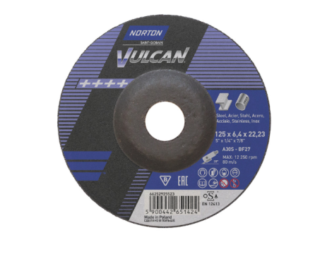NORTON TARCZA VULCAN 125 x 6.4 x 22.2mm A30S DO METALU