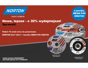 NORTON TARCZA.ALU 125mm x 1,0mm x 22,23mm /15sztuk. + LAMELKA MESH P40 GRATIS