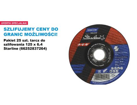 NORTON TARCZA.STARLINE 125 x 6,4  A24Q-BF27 DO METALU /25szt.
