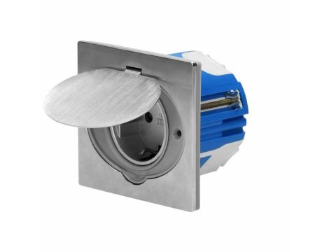 ORNO GNIAZDO PODTYNKOWE IP44 INOX Z PUSZKĄ SCHUKO ...