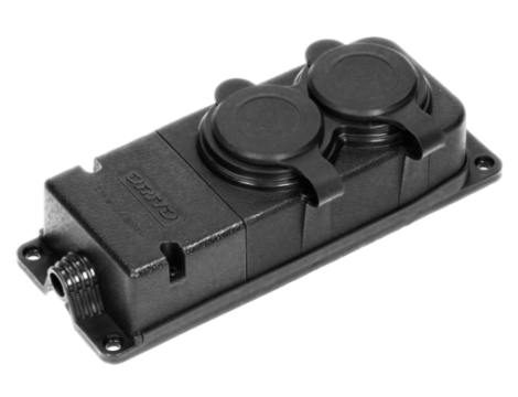 ORNO ROZGAŁĘŹNIK BRYZGOSZCZELNY I ODPORNY NA UDERZENIA IP44, 2x GNIAZDA 2P+Z, GUMOWY, UNIEPALNIONY  &&