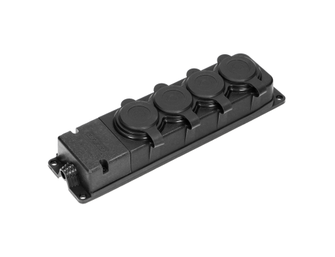 ORNO ROZGAŁĘŹNIK BRYZGOSZCZELNY I ODPORNY NA UDERZENIA IP44, 4x GNIAZDA 2P+Z, GUMOWY, UNIEPALNIONY, SCHUKO