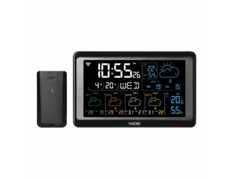 ORNO STACJA POGODOWA BEZPRZEWODOWA, WI-FI, TEMP, WILG, LCD, CZARNA  &&