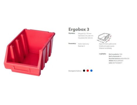 PATROL ERGOBOX 3 CZERWONY 170 x 240 x 126