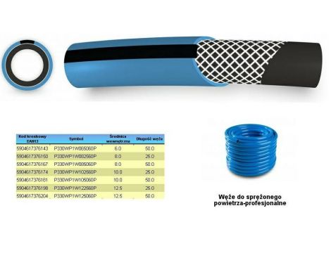 POLIX WĄŻ SPRĘŻ.POWIETRZA NIEB. 6mm* 50m 4 WARSTWOWY