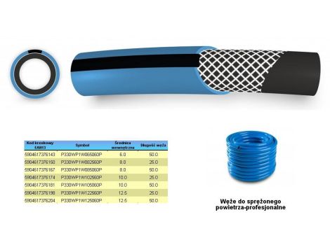 POLIX WĄŻ SPRĘŻ.POWIETRZA NIEB.12,5* 50m 4-WARSTWOWY