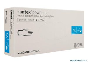 RĘKAWICE LATEKSOWE PUDROWANE/100szt. SANTEX  M  DIAGNOSTYCZNE