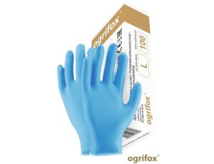 RĘKAWICE NITRYLOWE BEZPUDROWE/100szt. OGRIFOX  S GOSPODARCZE I OCHRONNE NIEBIESKIE