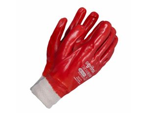 RĘKAWICE PCV  CZERWONE  ROZ - 10
