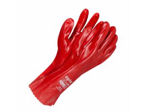 RĘKAWICE PCV  CZERWONE DŁUGIE 35cm  ROZ - 10